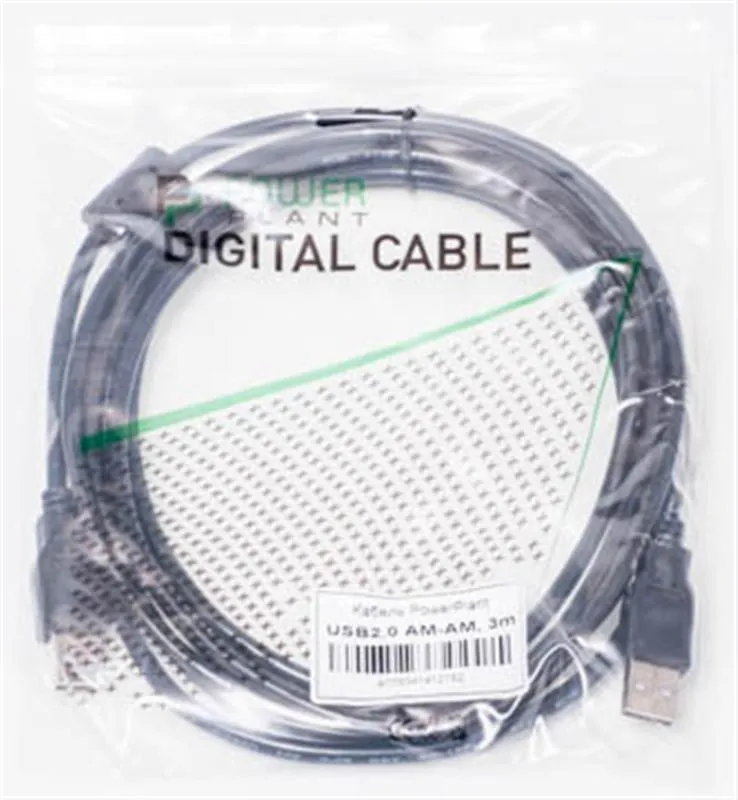 Кабель PowerPlant (KD00AS1215) USB2.0(AM)-USB2.0(AM), 3м, One ferrite, Black - мініатюра 2