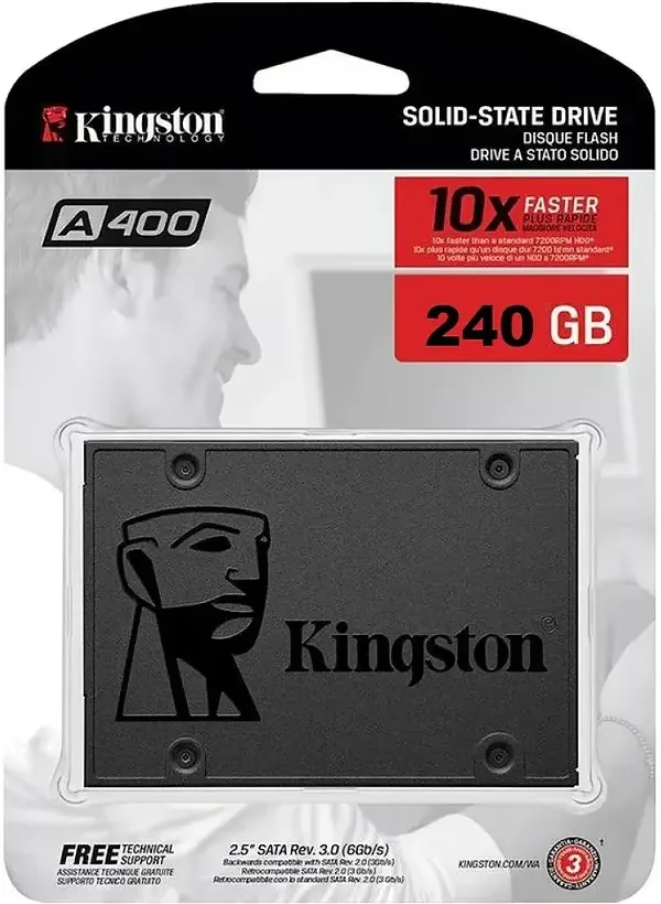 Накопичувач SSD  240GB Kingston SSDNow A400 2.5" SATAIII TLC (SA400S37/240G) - мініатюра 6