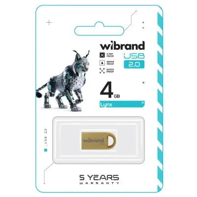 USB флеш накопичувач Wibrand 4GB lynx Gold USB 2.0 (WI2.0/LY4M2G) - мініатюра 2