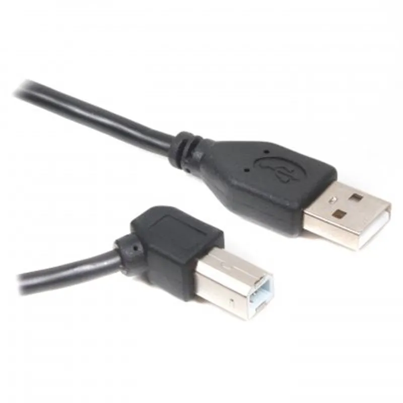 Кабель Cablexpert USB - USB Type-В (M/M), кутовий, преміум, 1.8 м, чорний (CCP-USB2-AMBM90-6) - зображення 1