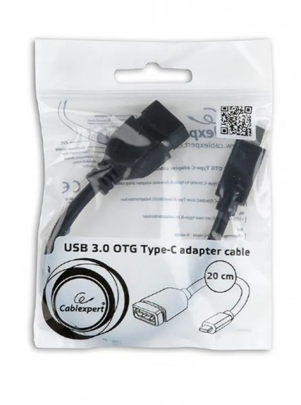 Кабель Cablexpert USB Type-C - USB V 3.0 (M/F), 0.2 м, чорний (A-OTG-CMAF3-01) - зображення 1