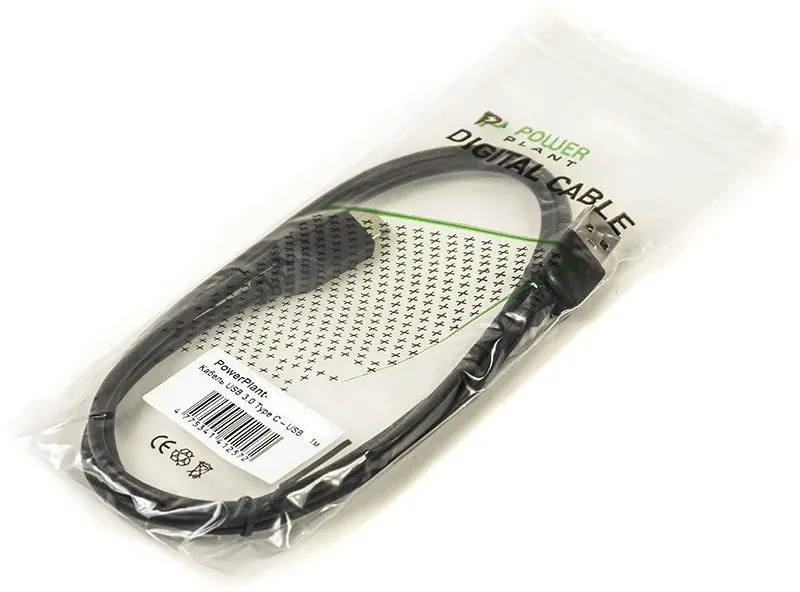 Кабель PowerPlant (CA910816) USB3.0(AM)-USB3.0 Type-C(M), 1м, Black - зображення 1