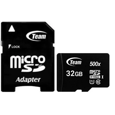 Карта пам`ятi MicroSDHC 32GB UHS-I Class 10 Team Black + SD-adapter (TUSDH32GCL10U03) - зображення 1