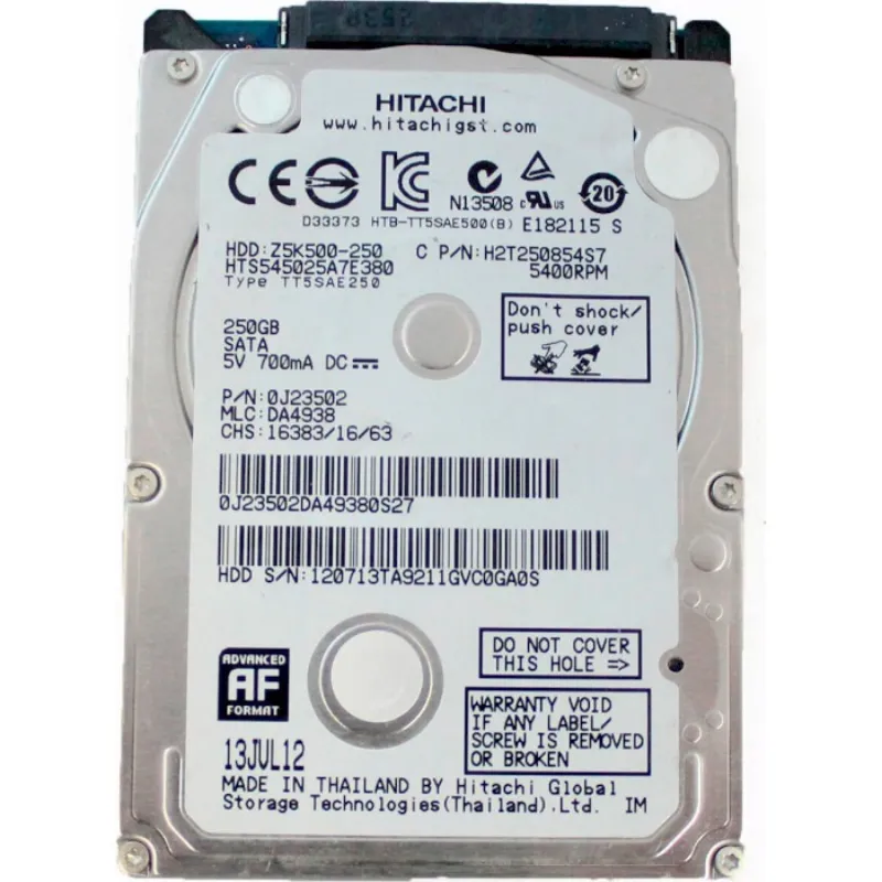 Накопичувач HDD 2.5" SATA  250GB Hitachi (HGST) Travelstar Z5K500 5400rpm 8MB (HTS545025A7E380) гар. 12 мiс. - зображення 1
