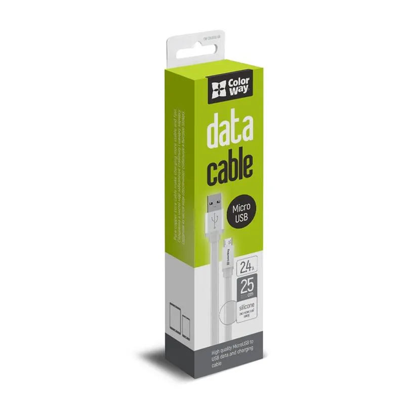 Кабель ColorWay USB - micro USB (M/M), 0.25 м, White (CW-CBUM-MUM25W) - мініатюра 9