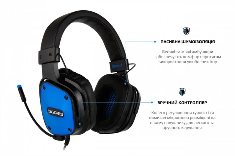 Гарнітура Sades SA-722 Dpower Black/Blue (sa722blj) - мініатюра 15