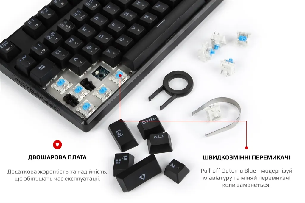 Клавіатура Motospeed CK107 Outemu Blue RGB Ukr Black (mtk96mb) - мініатюра 3