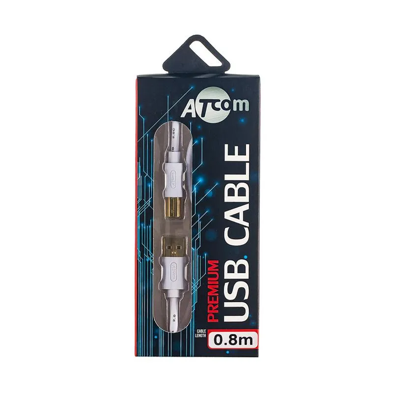 Кабель Atcom USB - USB Type-B V 2.0 (M/M), 0.8 м, білий (14370) - зображення 1