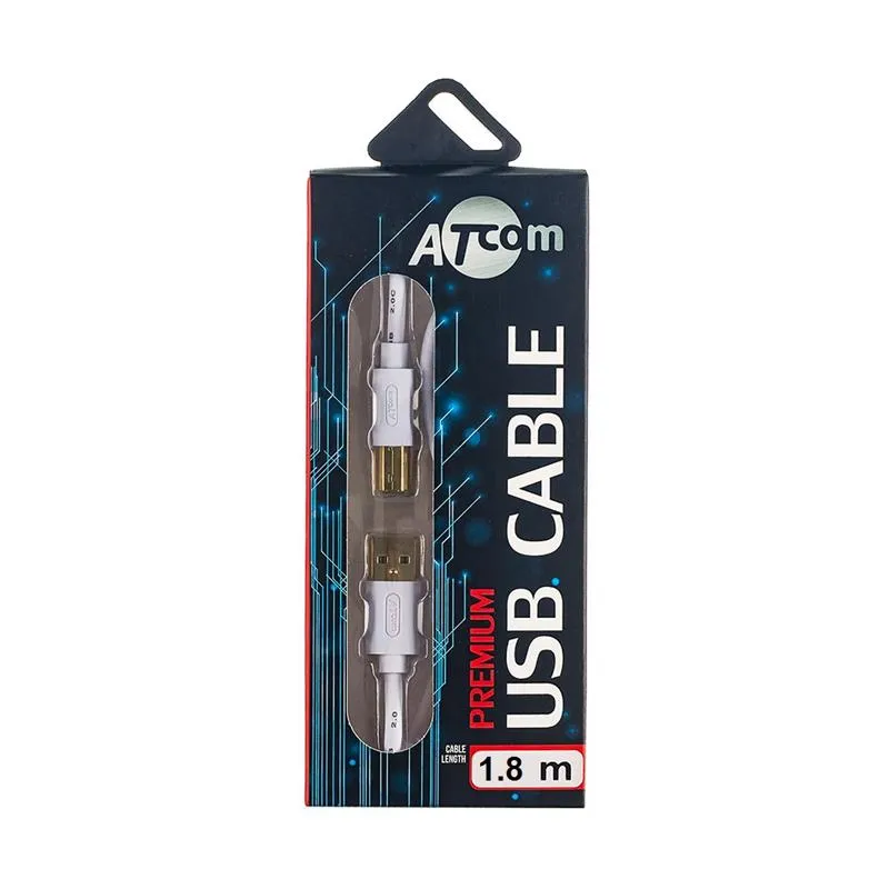 Кабель Atcom USB - USB Type-B V 2.0 (M/M), 1.8 м, білий (13423) - мініатюра 2