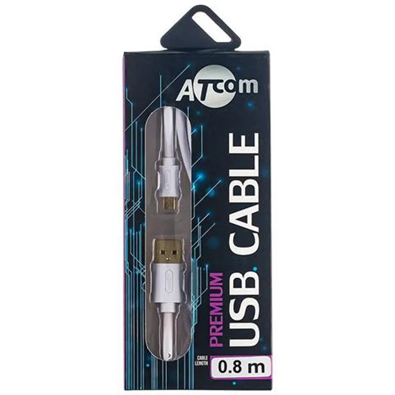 Кабель Atcom (16123) USB 2.0 AM/microUSB, 0.8м, білий - зображення 1