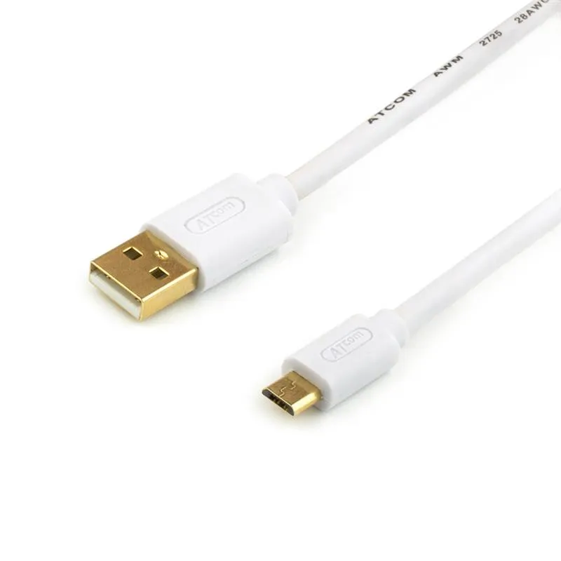 Кабель Atcom (16122) USB 2.0 AM/microUSB, 1.8м, білий - зображення 1