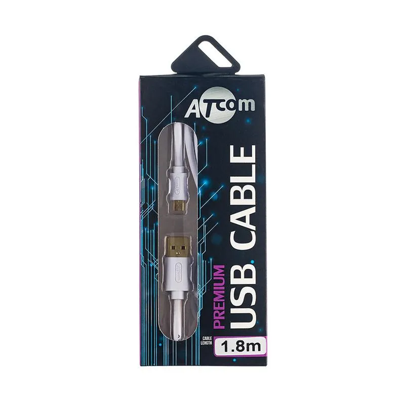 Кабель Atcom (16122) USB 2.0 AM/microUSB, 1.8м, білий - мініатюра 2
