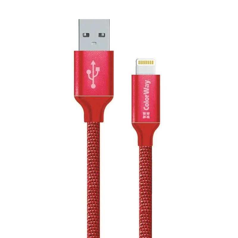 Кабель ColorWay USB - Lightning (M/M), 1 м, Red (CW-CBUL004-RD) - зображення 1