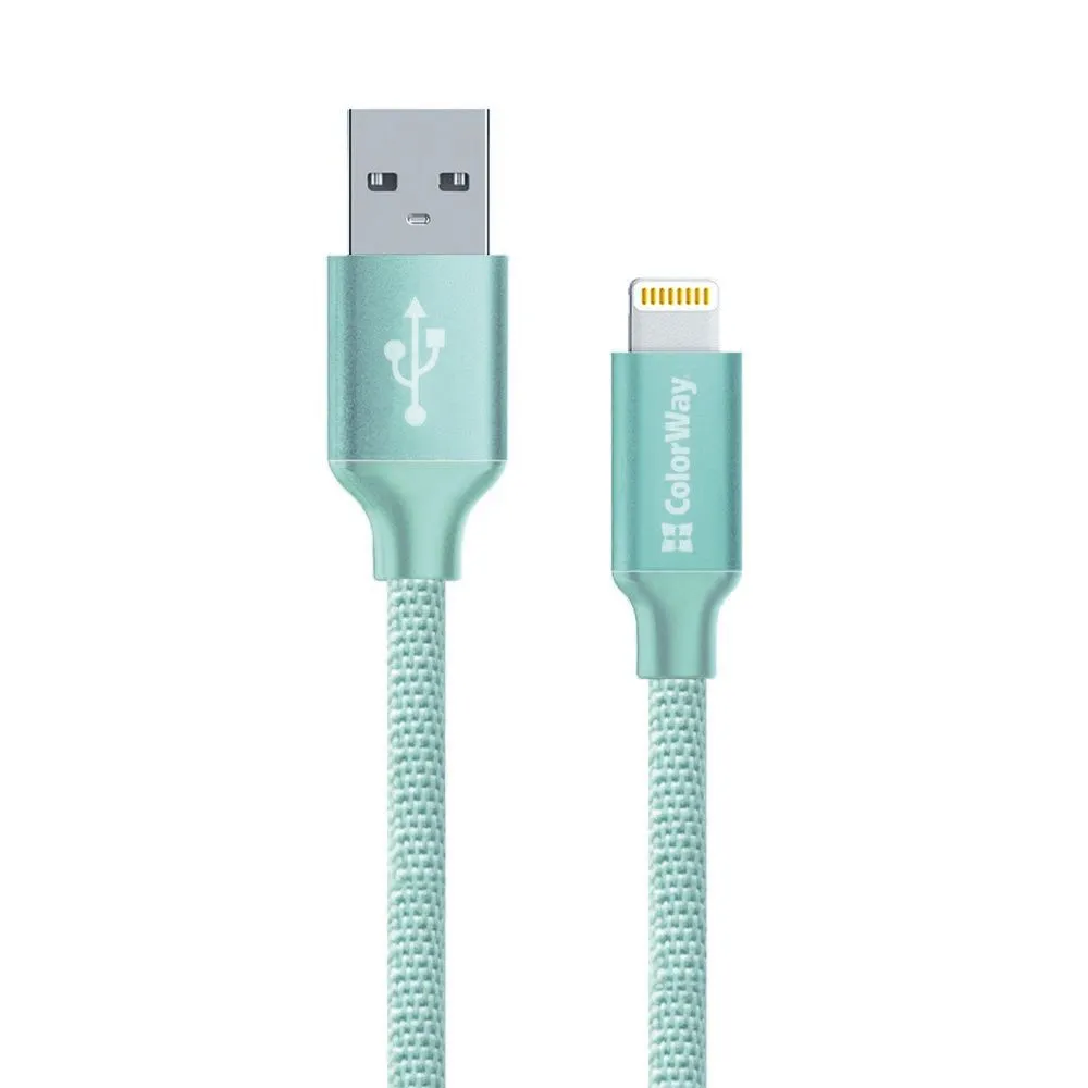Кабель ColorWay USB - Lightning (M/M), 1 м, Mint (CW-CBUL004-MT) - зображення 1