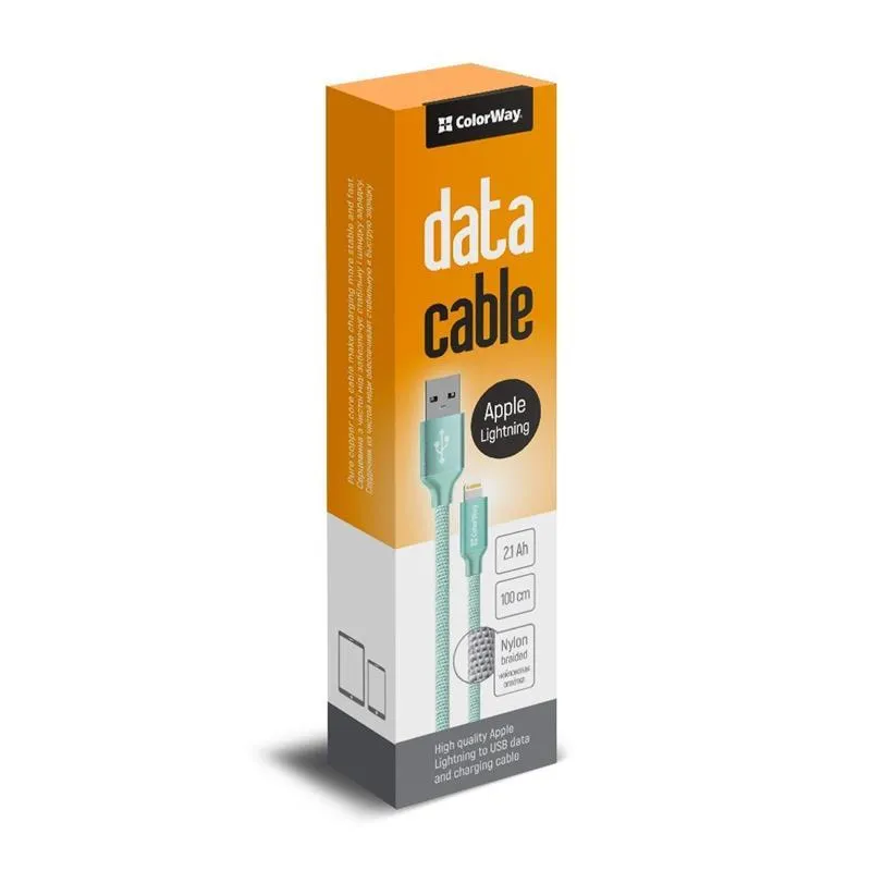 Кабель ColorWay USB - Lightning (M/M), 1 м, Mint (CW-CBUL004-MT) - мініатюра 3