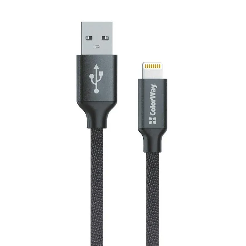 Кабель ColorWay USB - Lightning (M/M), 1 м, Black (CW-CBUL004-BK) - зображення 1