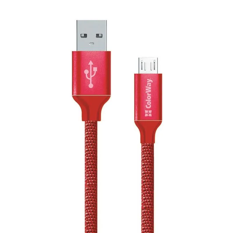 Кабель ColorWay USB - micro USB (M/M), 1 м, Red (CW-CBUM002-RD) - зображення 1
