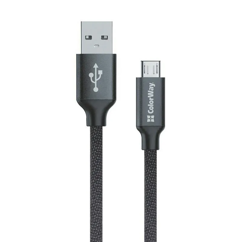 Кабель ColorWay USB - micro USB (M/M), 1 м, Black (CW-CBUM002-BK) - зображення 1