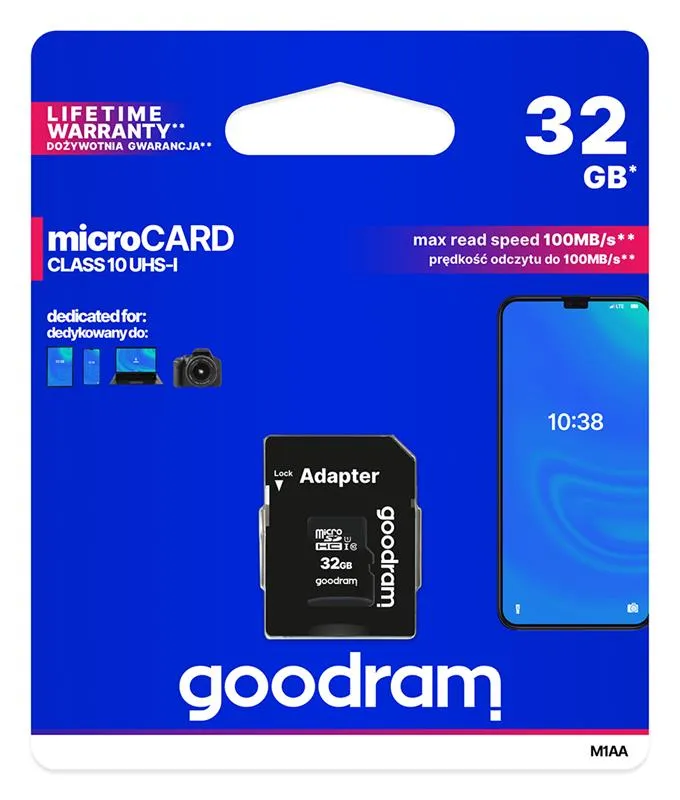 Карта пам`ятi MicroSDHC 32GB UHS-I Class 10 Goodram + SD-adapter (M1AA-0320R12) - мініатюра 2