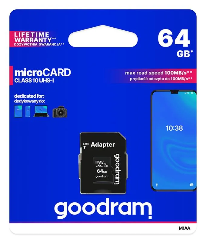Карта пам`ятi MicroSDXC 64GB UHS-I Class 10 Goodram + SD-adapter (M1AA-0640R12) - мініатюра 2