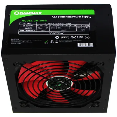 Блок живлення GAMEMAX 500W (GM-500B) ATX, вентилятор: 120 мм, активний PFC - мініатюра 4