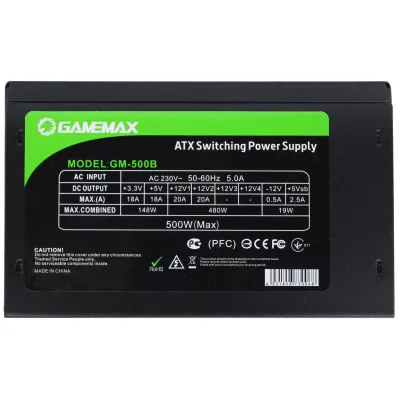 Блок живлення GAMEMAX 500W (GM-500B) ATX, вентилятор: 120 мм, активний PFC - мініатюра 5