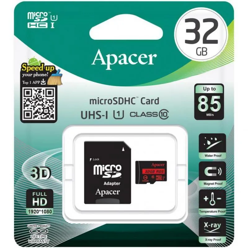 Карта пам`ятi MicroSDHC 32GB UHS-I Class 10 Apacer + SD adapter (AP32GMCSH10U5-R) - мініатюра 3
