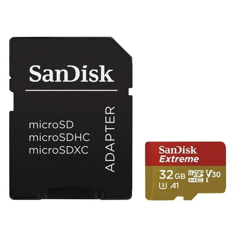 Карта пам`ятi MicroSDHC 32GB UHS-I/U3 Class 10 SanDisk Extreme A1 R100/W60MB/s + SD-adapter (SDSQXAF-032G-GN6MA) - зображення 1