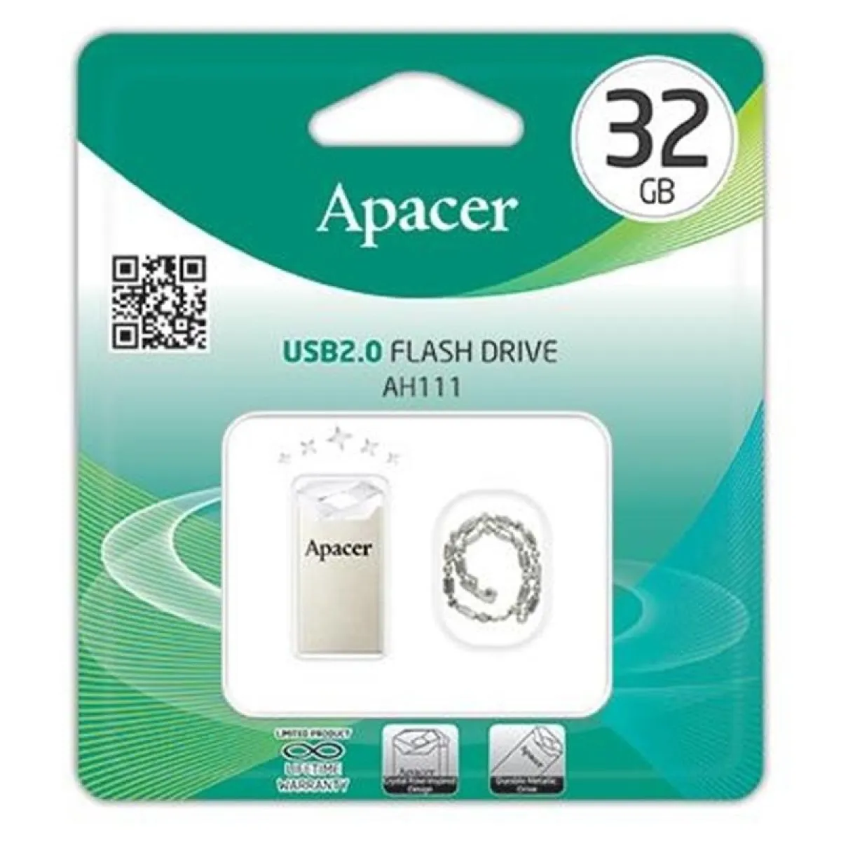 Флеш-накопичувач USB 32GB Apacer AH111 Silver/Crystal (AP32GAH111CR-1) - мініатюра 4