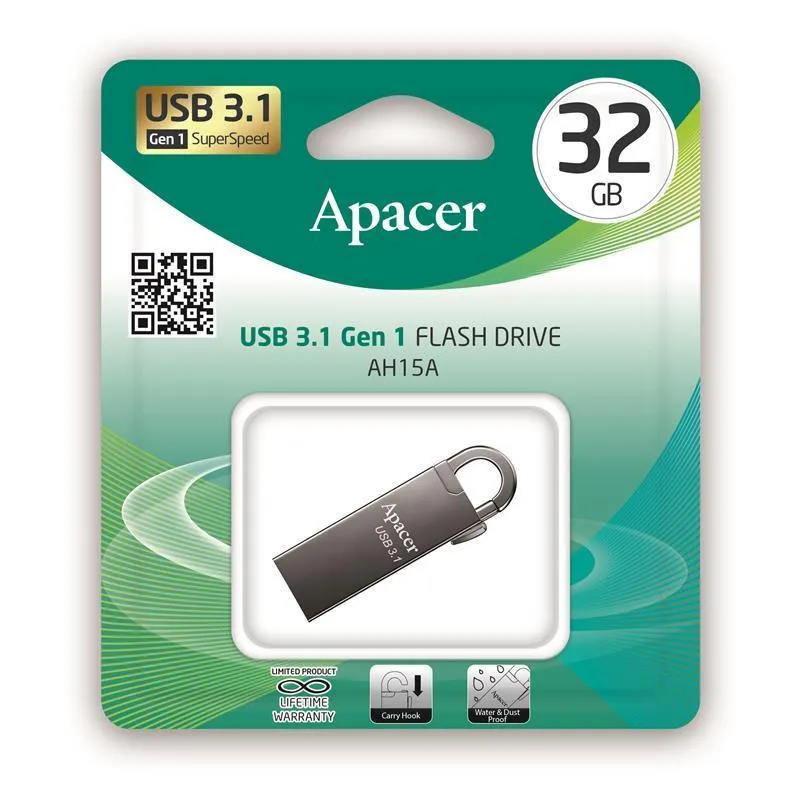 Флеш-накопичувач USB3.1 32GB Apacer AH15A Black (AP32GAH15AA-1) - мініатюра 4