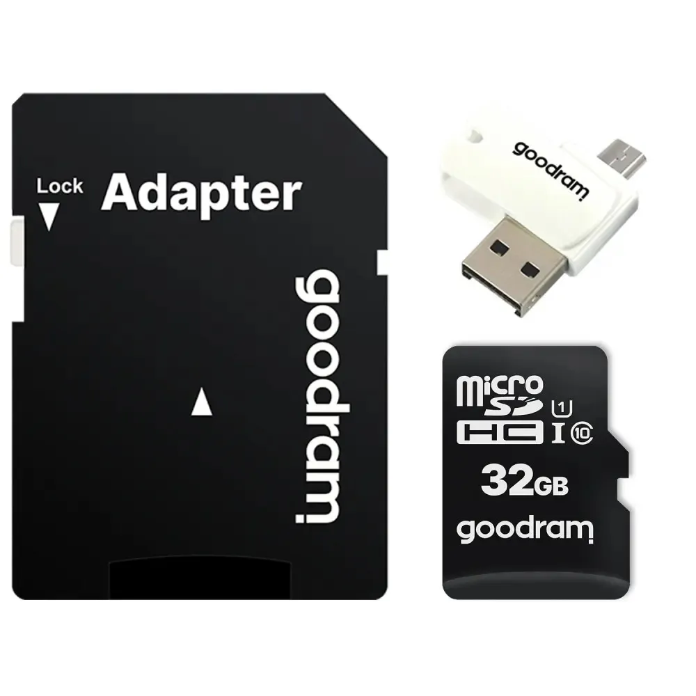 Карта пам`ятi MicroSDHC 32GB UHS-I Class 10 Goodram + SD-adapter + OTG Card reader (M1A4-0320R12) - зображення 1