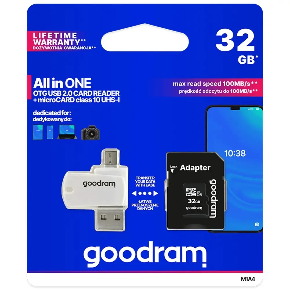 Карта пам`ятi MicroSDHC 32GB UHS-I Class 10 Goodram + SD-adapter + OTG Card reader (M1A4-0320R12) - мініатюра 3