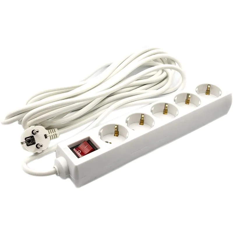 Фільтр живлення PowerPlant JY-1052/7 (PPSA08M70S5) 5 розеток, 7 м, білий, пакет - зображення 1