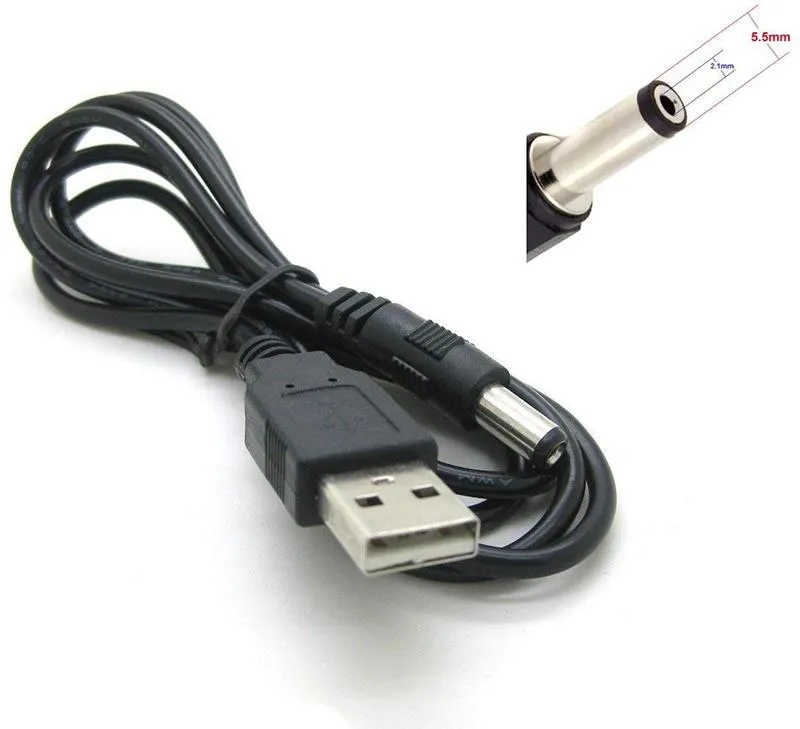 Кабель PowerPlant (CA911356) USB 2.0 AM - DC 5.5 , 1.5м, чорний - зображення 1