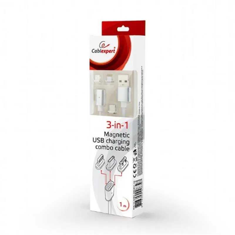 Кабель Cablexpert USB - Lightning + micro USB + USB Type-C (M/M), 1 м, сріблястий (CC-USB2-AMLM31-1M) - мініатюра 4