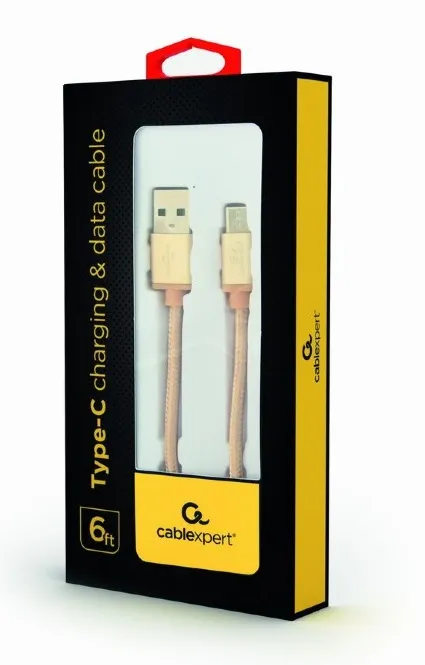 Кабель Cablexpert USB - USB Type-C V 2.0 (M/M), 1.8 м, золотистий (CCB-mUSB2B-AMCM-6-G) - мініатюра 2
