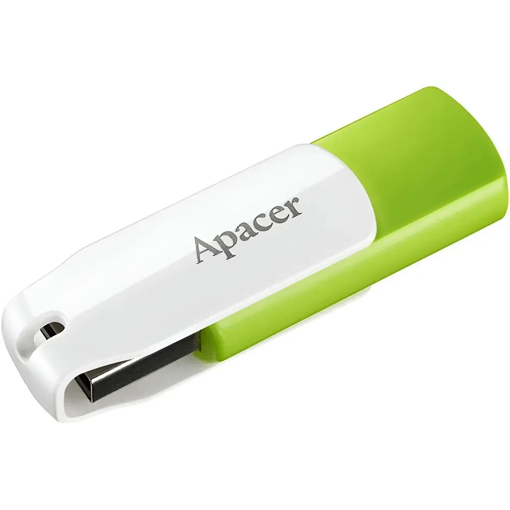 Флеш-накопичувач USB 64GB Apacer AH335 White/Green (AP64GAH335G-1) - мініатюра 2