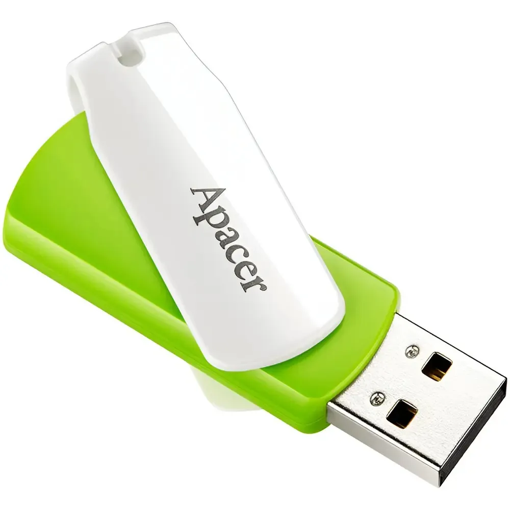 Флеш-накопичувач USB 64GB Apacer AH335 White/Green (AP64GAH335G-1) - мініатюра 4