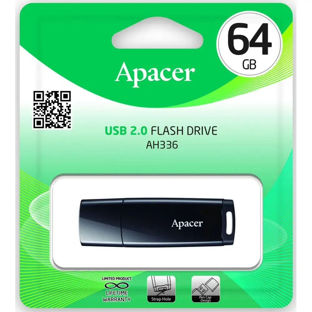 Флеш-накопичувач USB 64GB Apacer AH336 Black (AP64GAH336B-1) - мініатюра 4