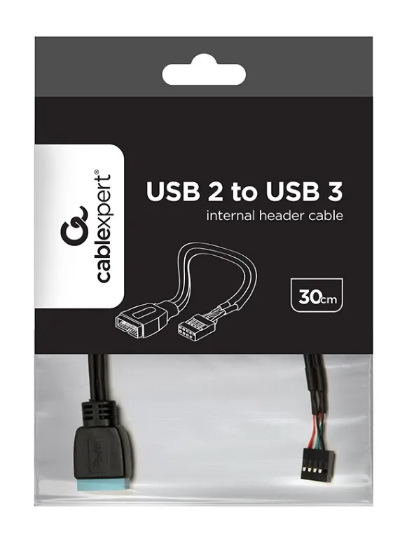 Кабель Cablexpert USB 2.0 9-pin - USB 3.0 19-pin (F/M), 0.15 м, внутрішній, чорний (CC-U3U2-01) - мініатюра 3