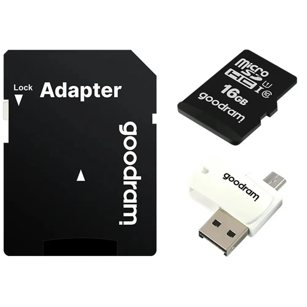 Карта пам`ятi MicroSDHC 16GB UHS-I Class 10 Goodram + SD-adapter + OTG Card reader (M1A4-0160R12) - мініатюра 3