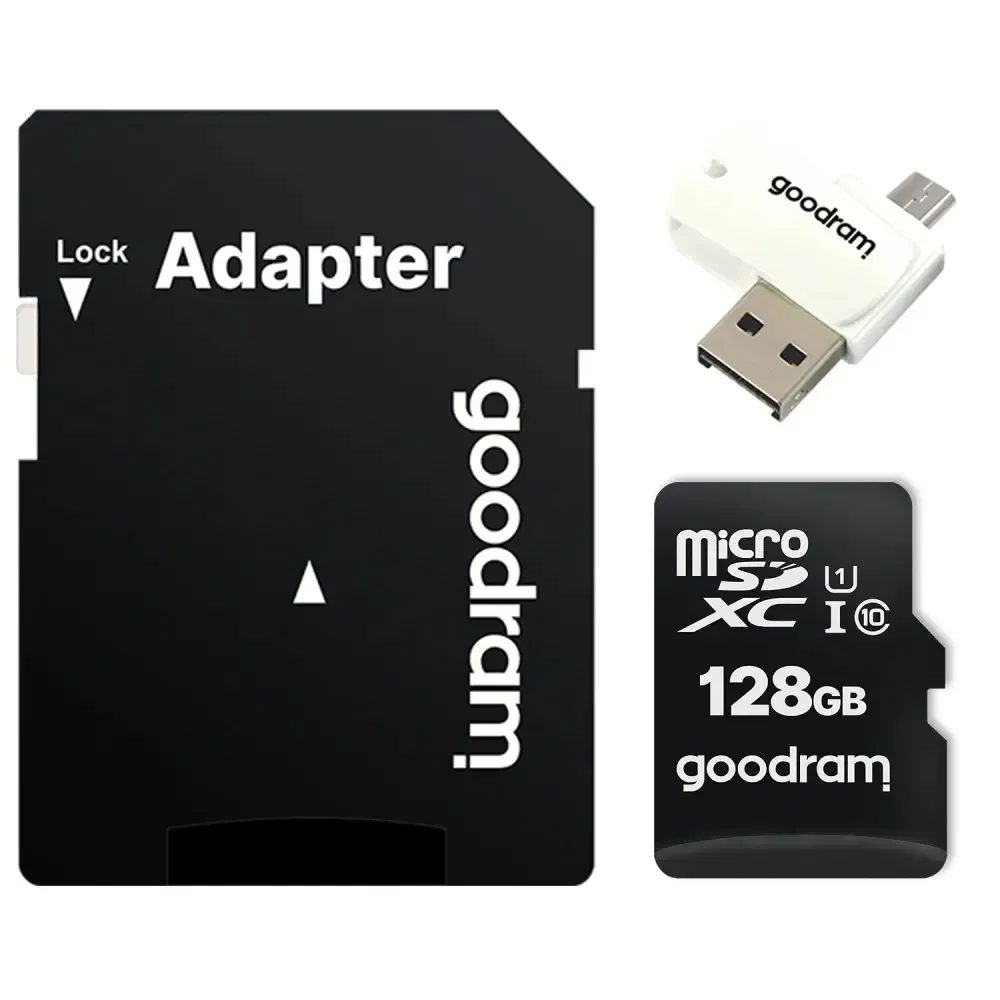Карта пам`ятi MicroSDXC 128GB UHS-I Class 10 Goodram + SD-adapter + OTG Card reader (M1A4-1280R12) - мініатюра 4