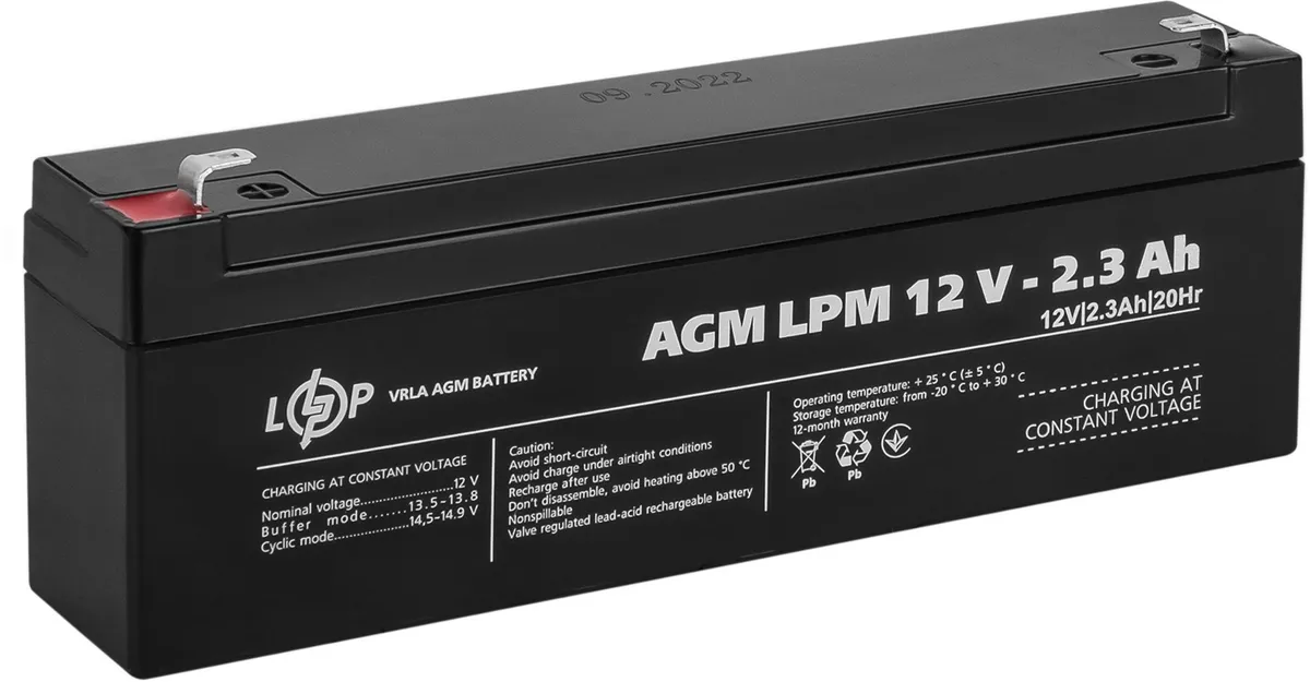 Акумуляторна батарея LogicPower LPM 12V 2.3AH (LPM 12 - 2.3 AH) AGM - мініатюра 3