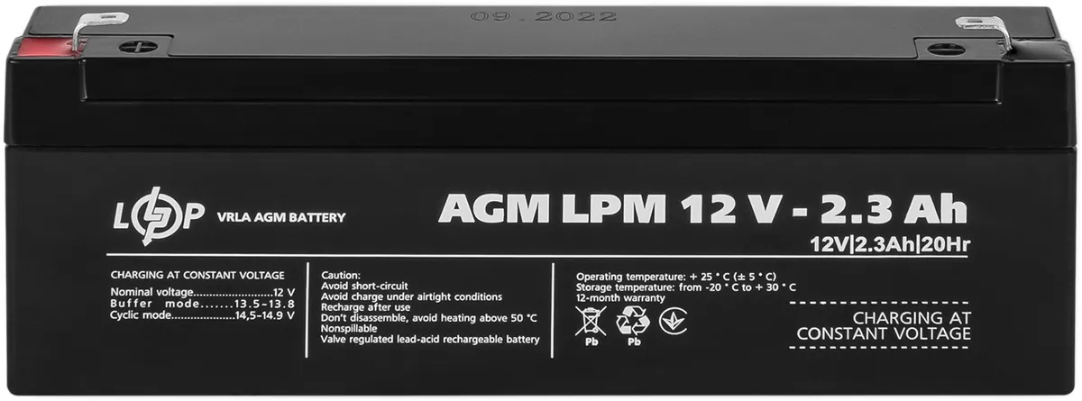 Акумуляторна батарея LogicPower LPM 12V 2.3AH (LPM 12 - 2.3 AH) AGM - мініатюра 5