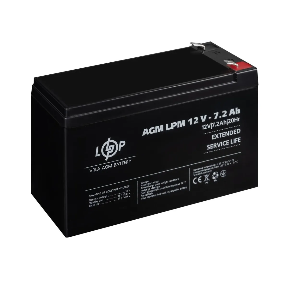 Акумуляторна батарея LogicPower 12V 7.2 AH (LPM 12-7.2 AH) AGM - мініатюра 3