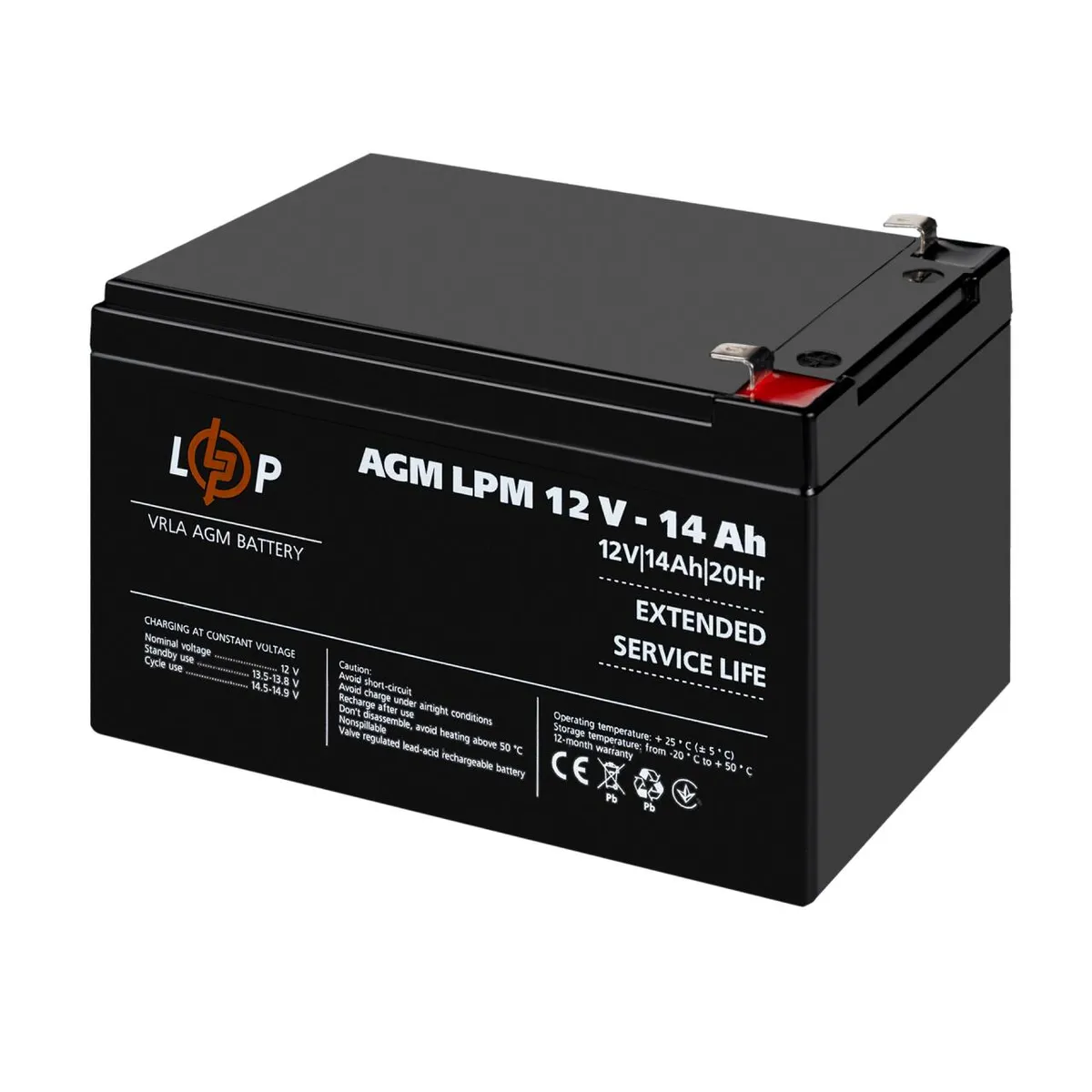 Акумуляторна батарея LogicPower LPM 12V 14AH (LPM 12 - 14 AH) AGM - мініатюра 3