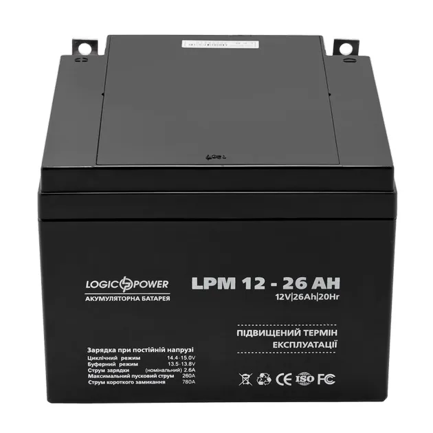 Акумуляторна батарея LogicPower LPM 12V 26AH (LPM 12 - 26 AH) AGM - зображення 1