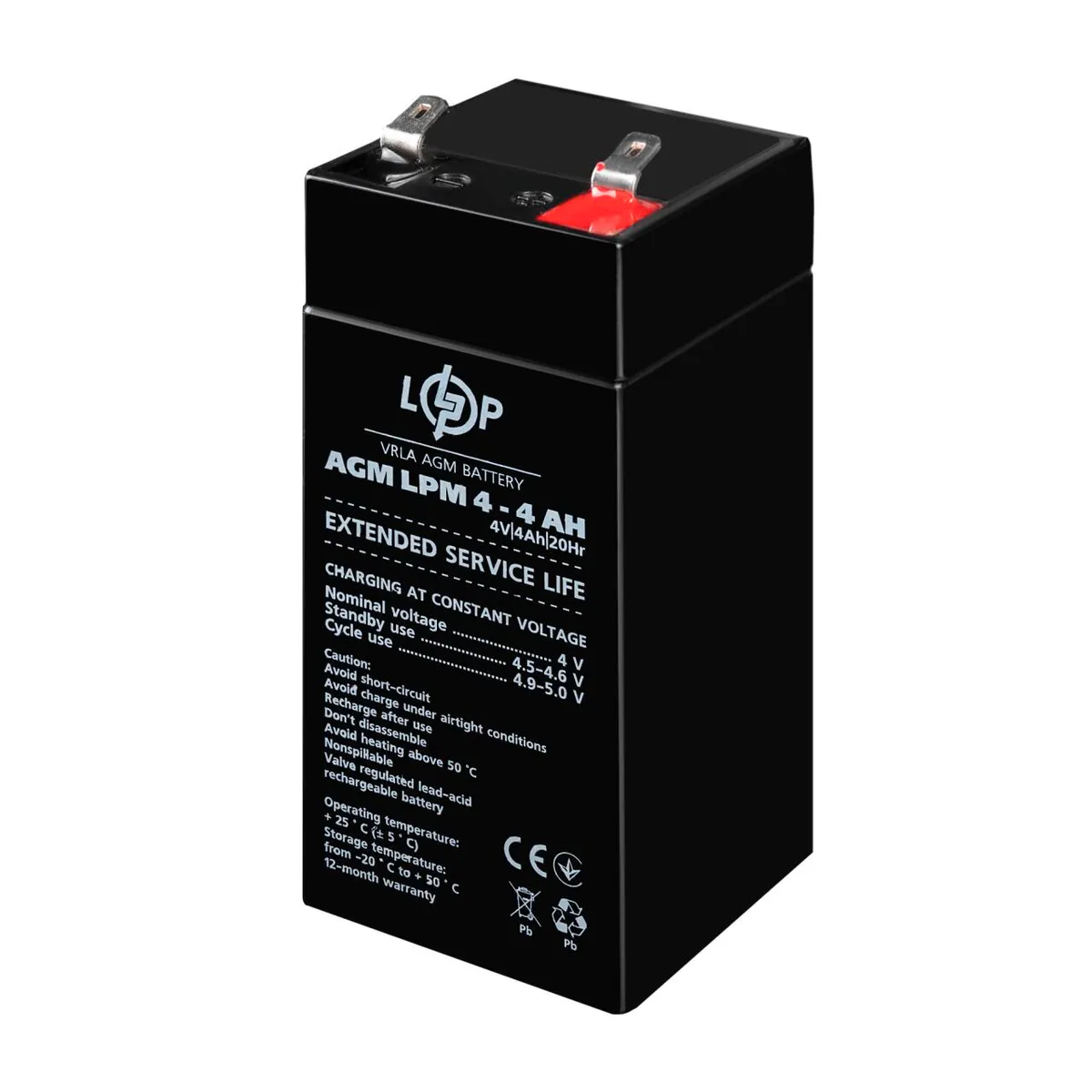 Акумуляторна батарея LogicPower LPM 4V 4AH (LPM 4 - 4 AH) AGM - мініатюра 3