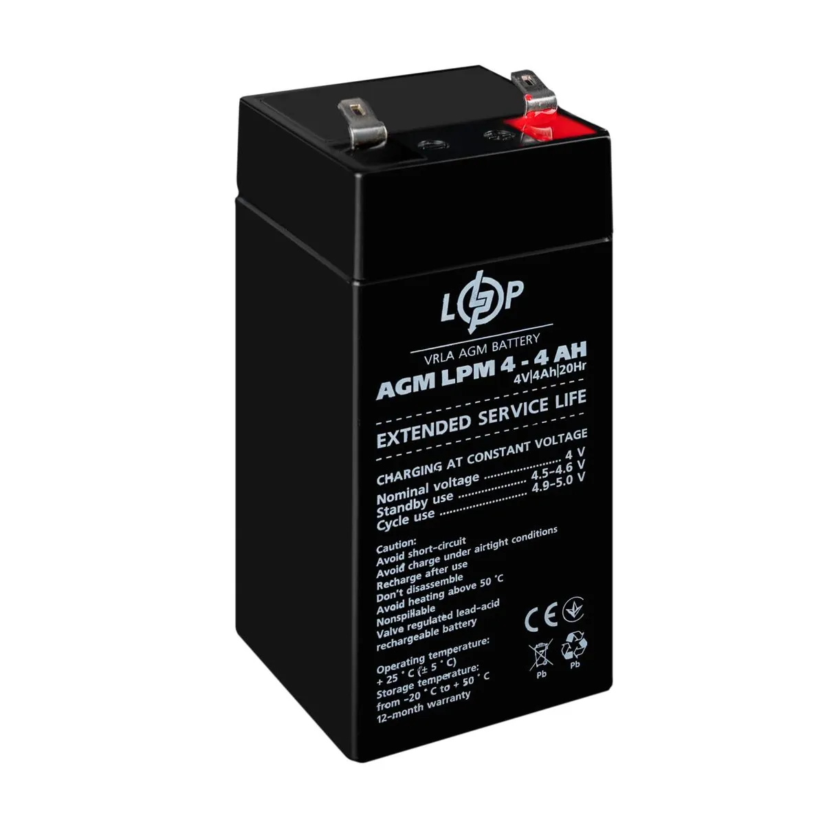 Акумуляторна батарея LogicPower LPM 4V 4AH (LPM 4 - 4 AH) AGM - мініатюра 4