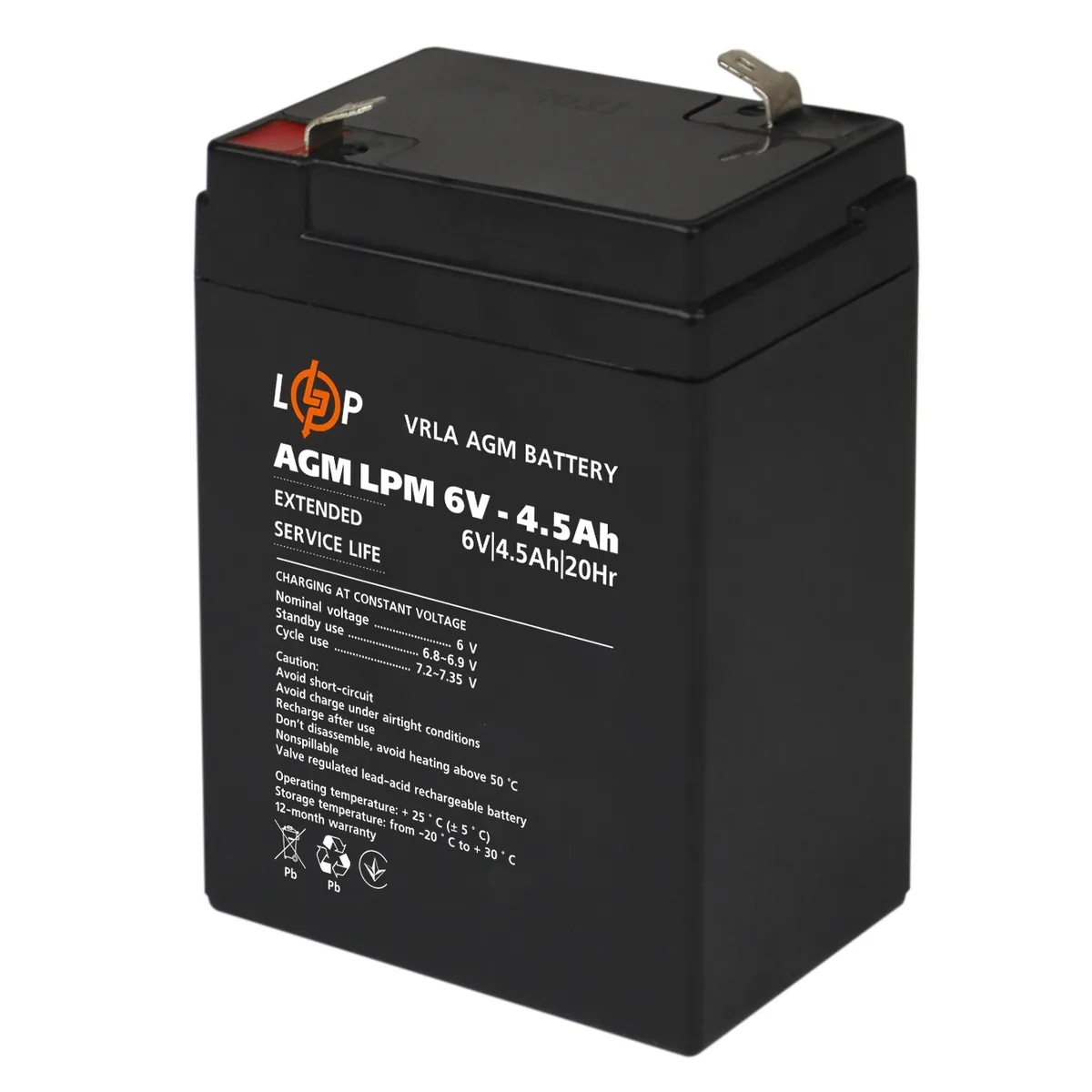 Акумуляторна батарея LogicPower LPM 6V 4.5AH (LPM 6 - 4.5 AH) AGM - зображення 1